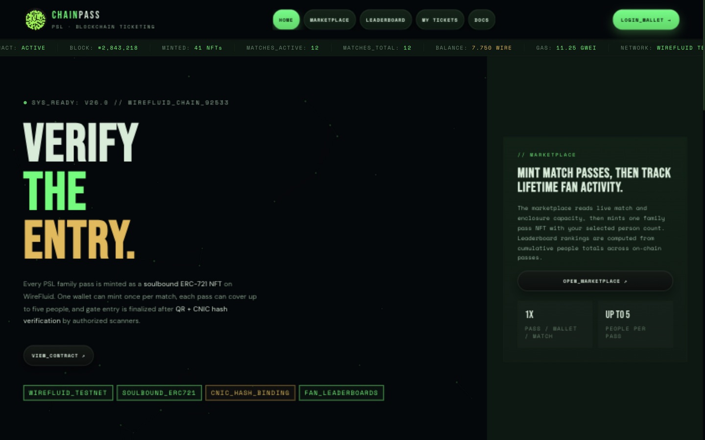 ChainPass — blockchain ticketing screenshot