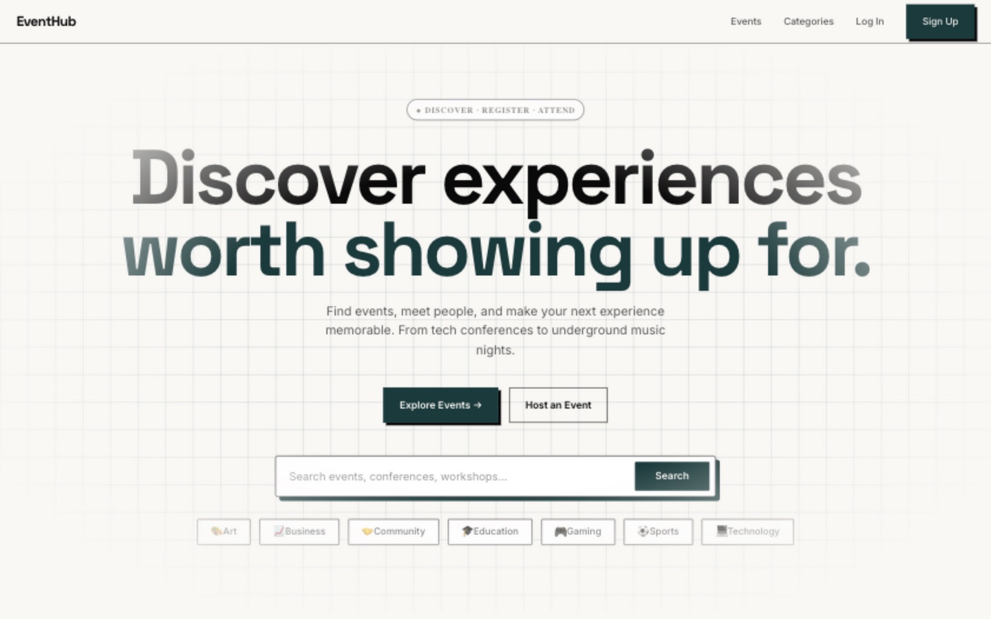 EventHub — event discovery platform screenshot