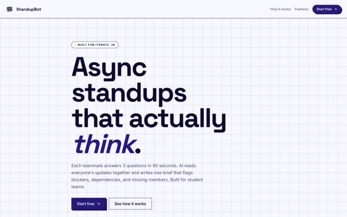StandupBot — async standups platform screenshot